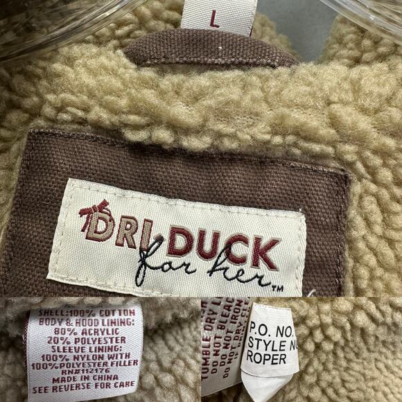 Vintage Dri Duck Roper Brown Canvas Sherpa Lined Coat Women’s Size Large - Picture 15 of 16